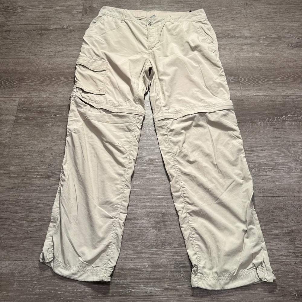 Columbia Pants Womens 16 Beige Nylon Convertible Hiking Cargo Travel Outdoor